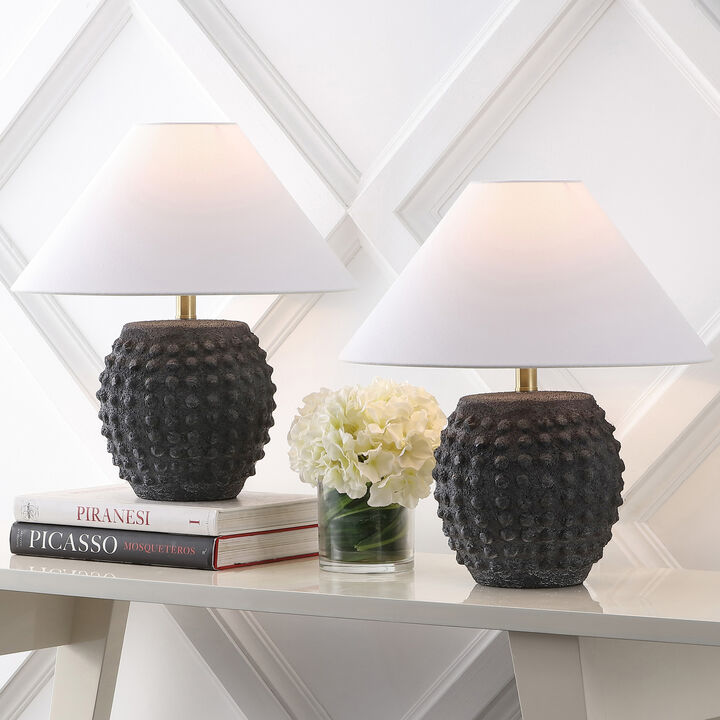 Effie 18.25" Minimalist Scandinavian Ceramic/Iron Hobnail LED Table Lamp