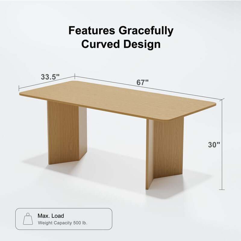 Brix 67V-Shaped Leg Square Wooden Dining Table in Walnut Color(Seats 6).