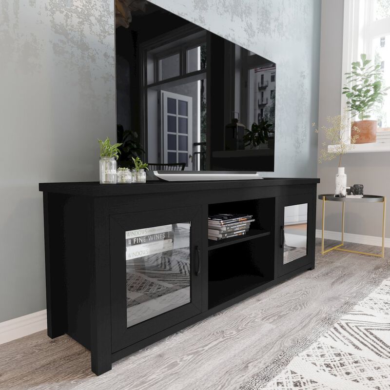 Flash Furniture 65" Entertainment Center with Storage Cabinets for up to 80" TV's, Black image number 8