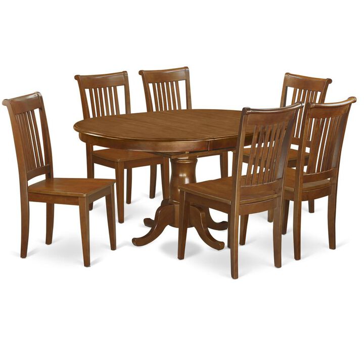 East West Furniture 7  Pc  Dining  room  set  for  6-Oval  Dining  Table  with  Leaf  and  6  Dining  Chairs