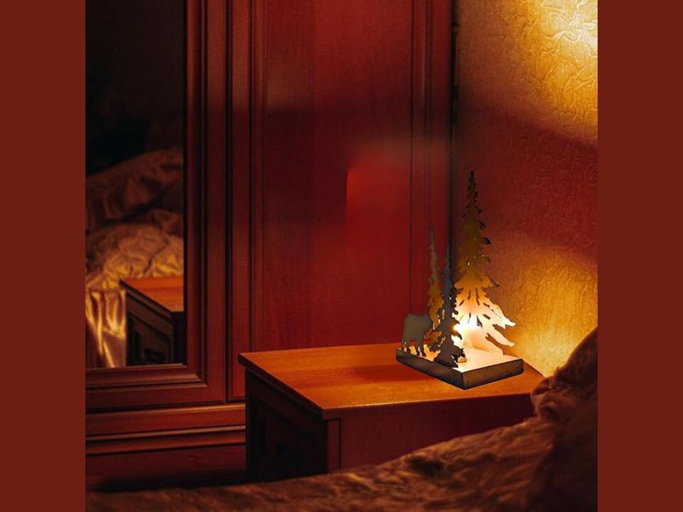 Rustic Bear Silhouette Table Lamp Forest Cabin Lodge Woodland Night Light