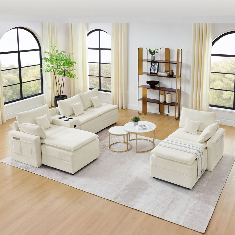 Gukkok 143.8" Spacious U-Shaped Modular Sectional Sofa image number 9