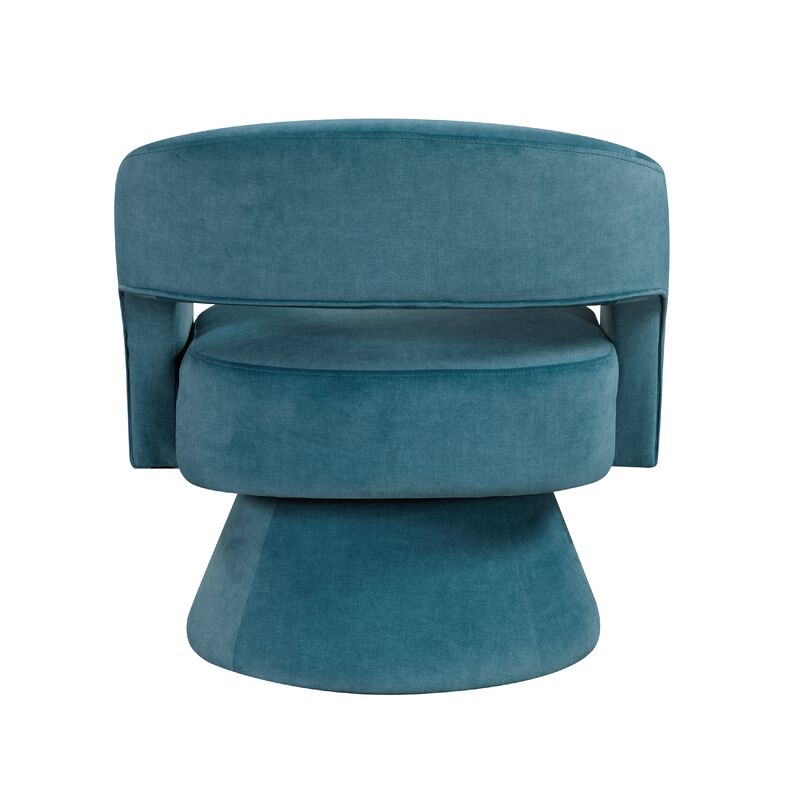 Lessa Swivel Accent Chair, Teal Blue, Round Base, Soft Foam Cushion