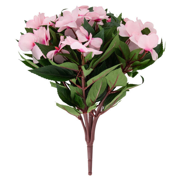 13.5" Pink New Guinea Impatiens Artificial Silk Floral Bouquet