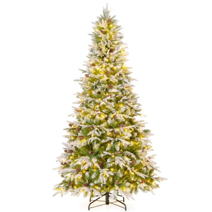Hivvago Pre-Lit Artificial Christmas Tree with Tips and Warm LED Lights