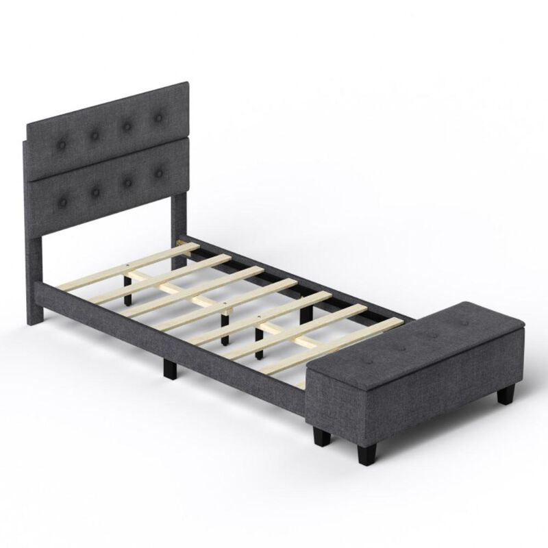Hivvago Upholstered Bed Frame with Ottoman Storage