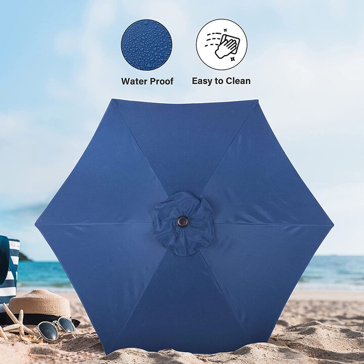 Simple Deluxe 7.5ft Patio Outdoor Table Umbrella with Push Button Tilt/Crank, 6 Sturdy Ribs for Garden, Deck, Backyard, Pool