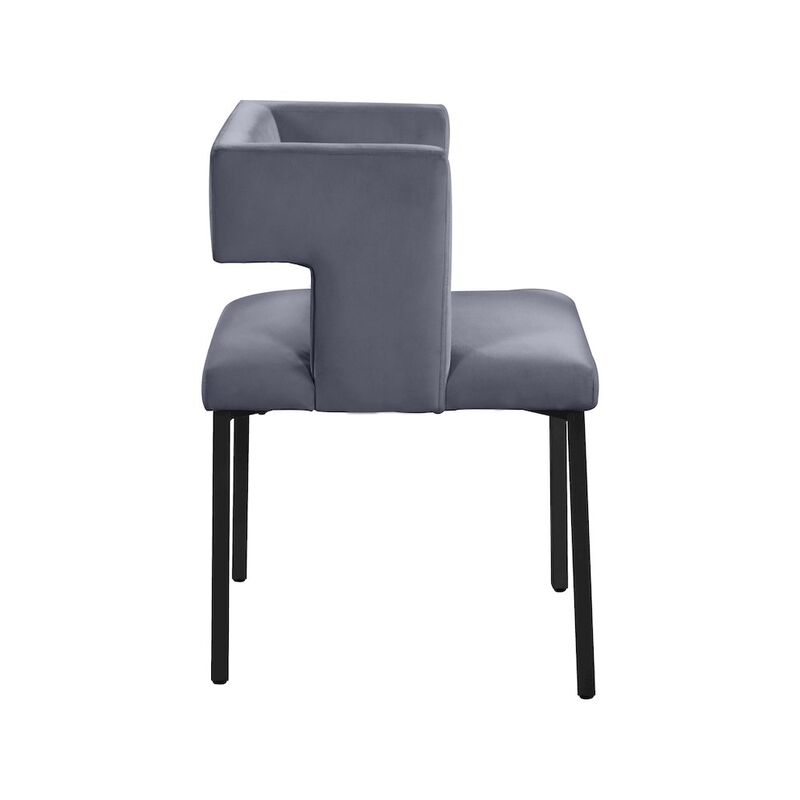 Meridian Furniture Caleb Grey Velvet Dining Chair, Set of 2
