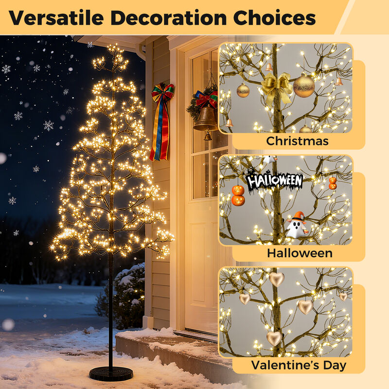 Pre-Lit Artificial Cedar Alpine Tree with Warm LED Lights and Stable Weighted Base image number 7