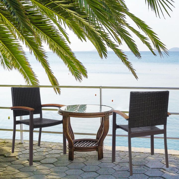 Hivvago Set of 2 Outdoor Patio PE Rattan Dining Chairs