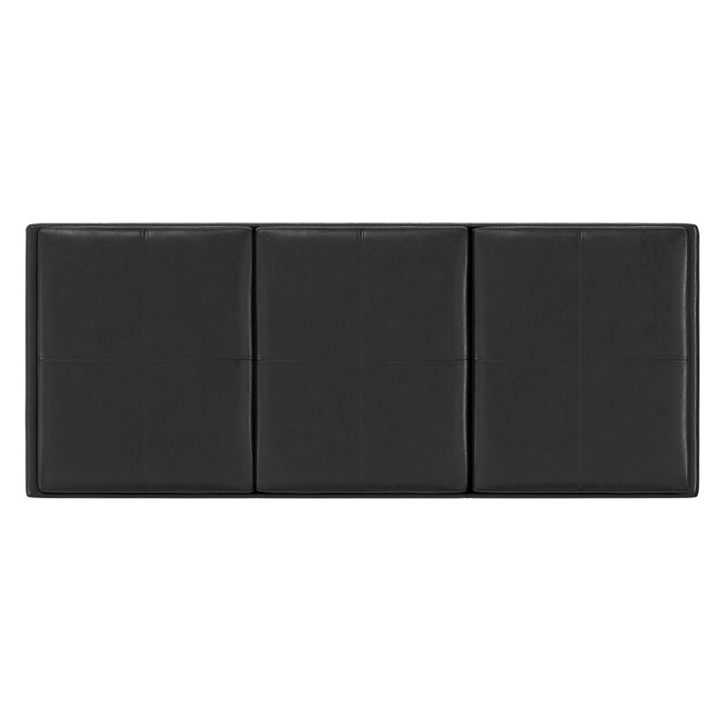 Avalon 42 inch Wide Contemporary Rectangle Storage Ottoman in Distressed Black Vegan Faux Leather, Assembled image number 5