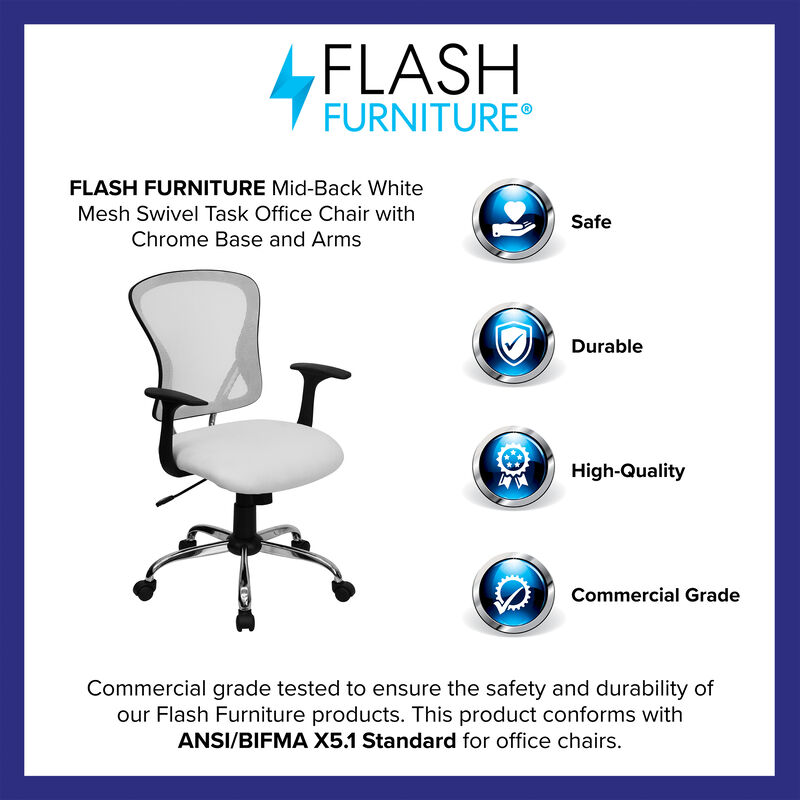 Alfred Mid-Back Dark Gray Mesh Swivel Task Office Chair with Chrome Base and Arms image number 3