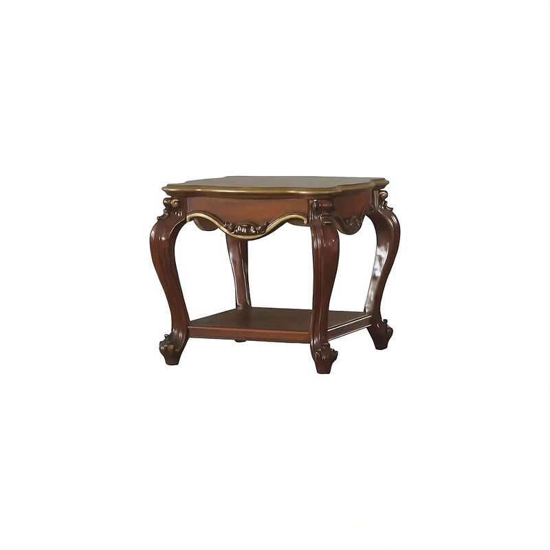 Handcrafted Solid Wood Square Accent Table with Open Storage Shelf