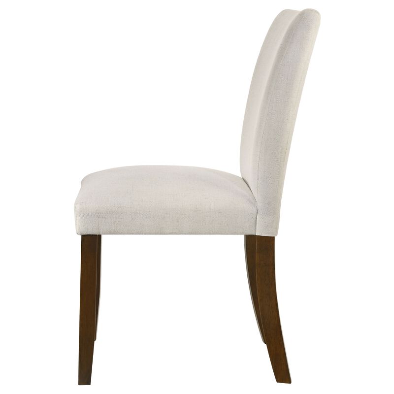 Cana Dining Side Chair Set of 2, Beige Upholstered Parsons Style, Hardwood Frame image number 4