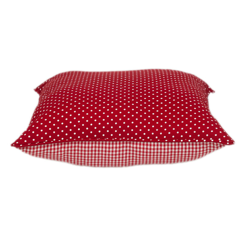 HomeRoots 18" Red and White Cotton Reversible Throw Pillow image number 2