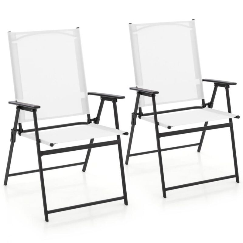 Hivvago 2 Pieces Patio Folding Chairs with Armrests for Deck Garden Yard