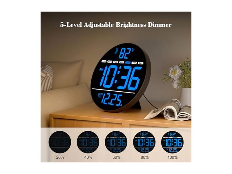 Digital LED Display Electric Temperature Wall Clock Living Room Decor image number 2