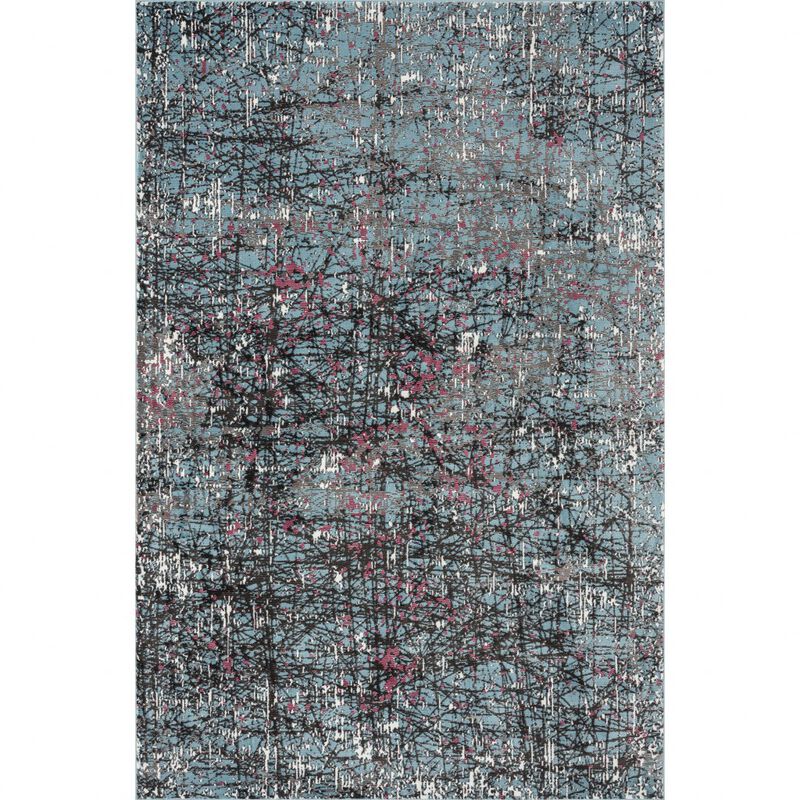 8 x 10 Blue Chaotic Strokes Area Rug