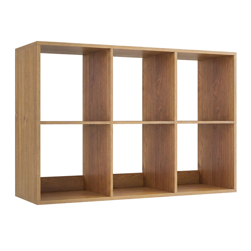 Large 6 Cube Storage Shelf with Back Guardrail for Bedroom image number 0
