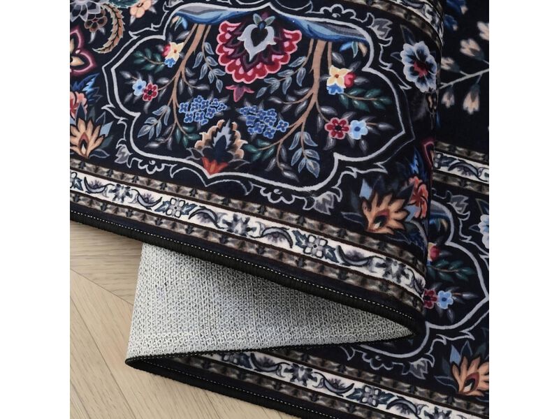 Tree of Life Runner Rug Washable Non Slip Vintage Kitchen Carpet Black image number 2