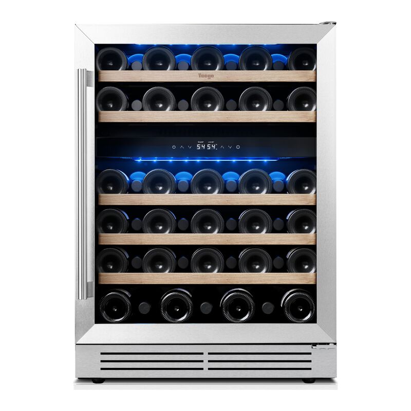 24 inch Dual-Zone Wine Cooler, 52-Bottle Capacity, 40-65&deg;F Glass Door, Built-in, for Home, Bar or Office image number 2