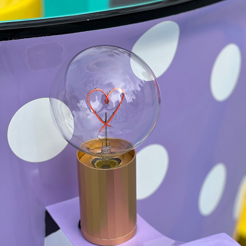 Bulb HEART Red with Base Table Lamp PORTABLE Pop image number 3