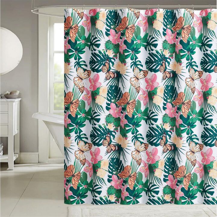RT Designers Tropical Fiesta Palm Printed Shower Curtain - 70x72", Multi