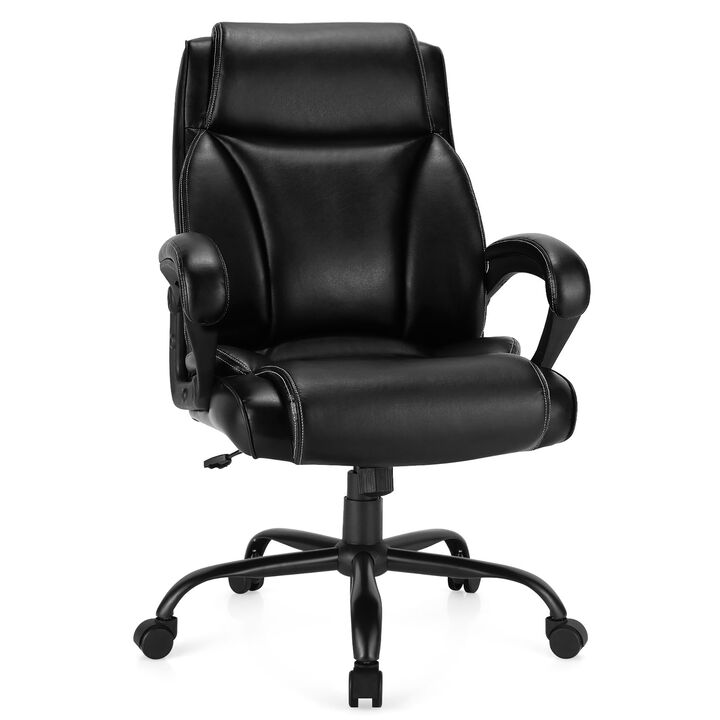 Costway 400 LBS Big & Tall Leather Office Chair Adjustable High Back Task Chair