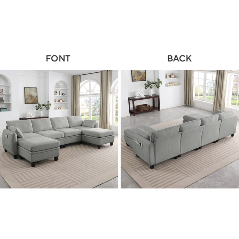 Degvex Chenille Modular U‑Shaped Sectional Sofa image number 8