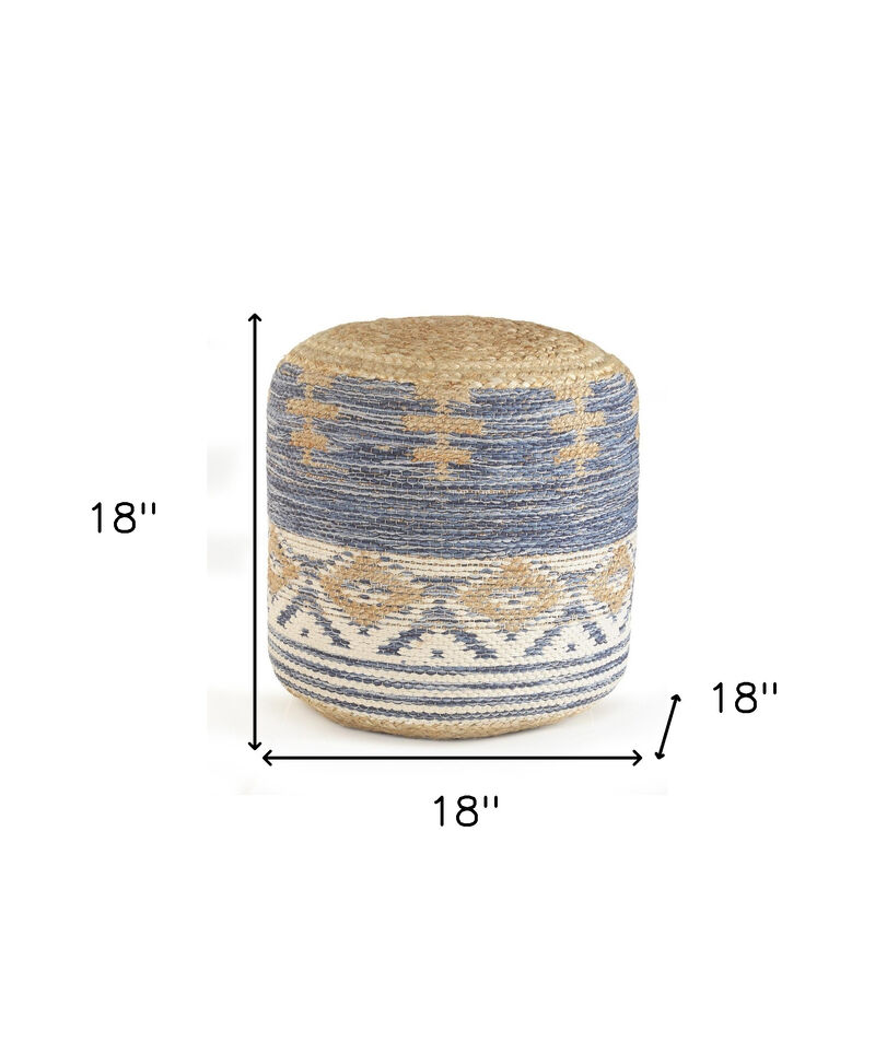 Round Jute Ottoman Pouf for Living Room Seating and Natural Home Decor