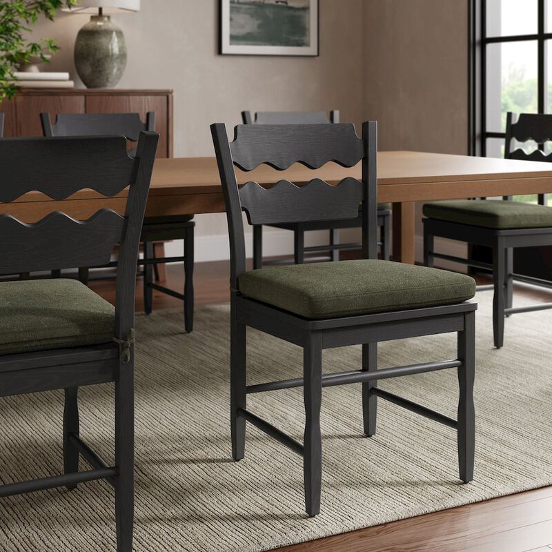 Jax Oak Wood Dining Chair With Wavy Razor Back and Cushion image number 8