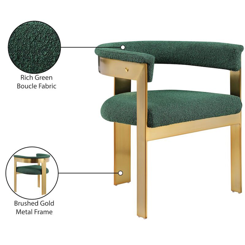 Meridian Furniture Romeo Green Boucle Fabric Dining Chair, Set of 2