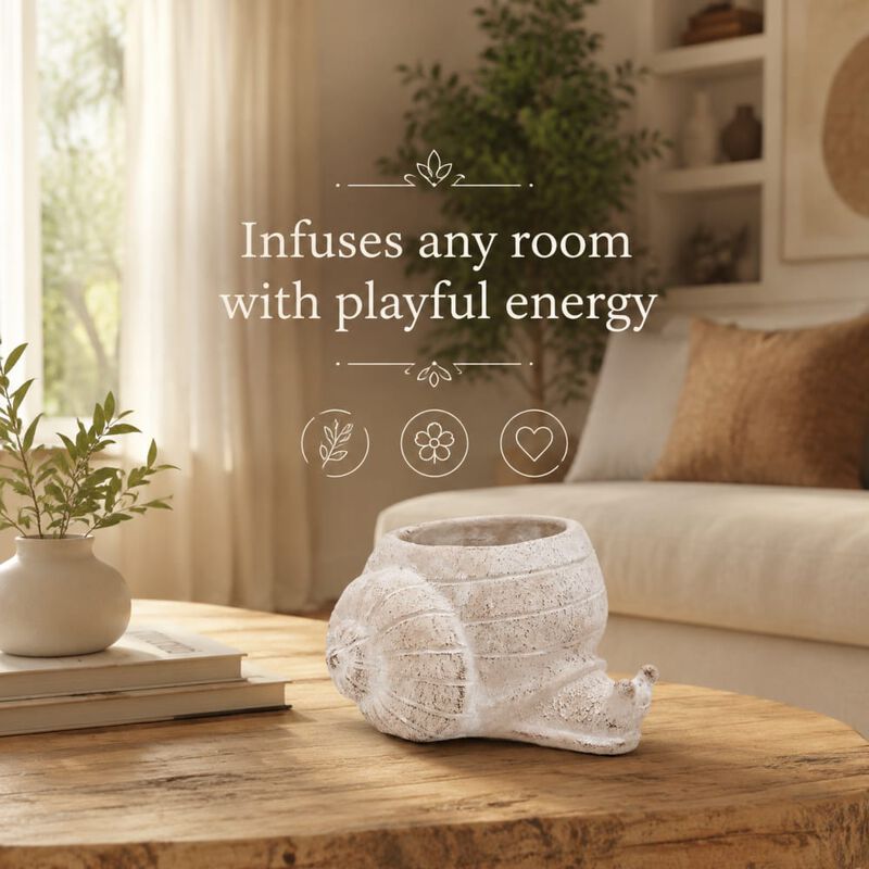 WOW PIONEER Decorative Sand and Cement Snail Planter Stylized Silhouette for Succulents Herbs Trailing Plants Indoor Home Decor image number 4