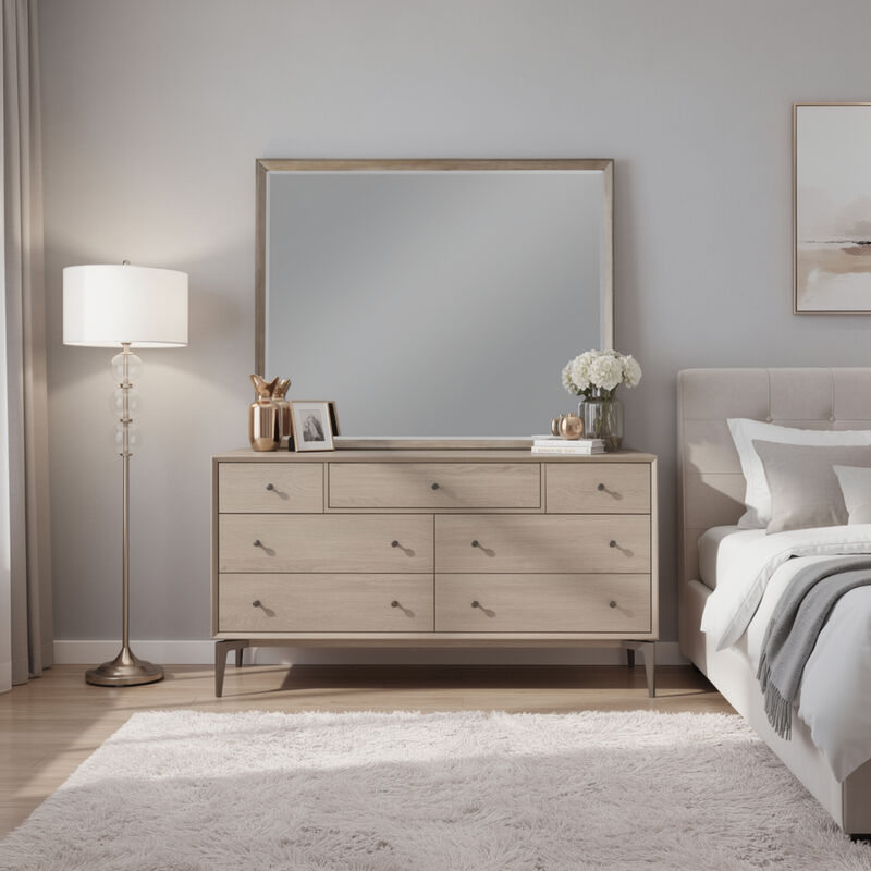 Lyni Dresser Mirror, Washed Oak Gray Wood Frame, Rectangular 40 Inch image number 6