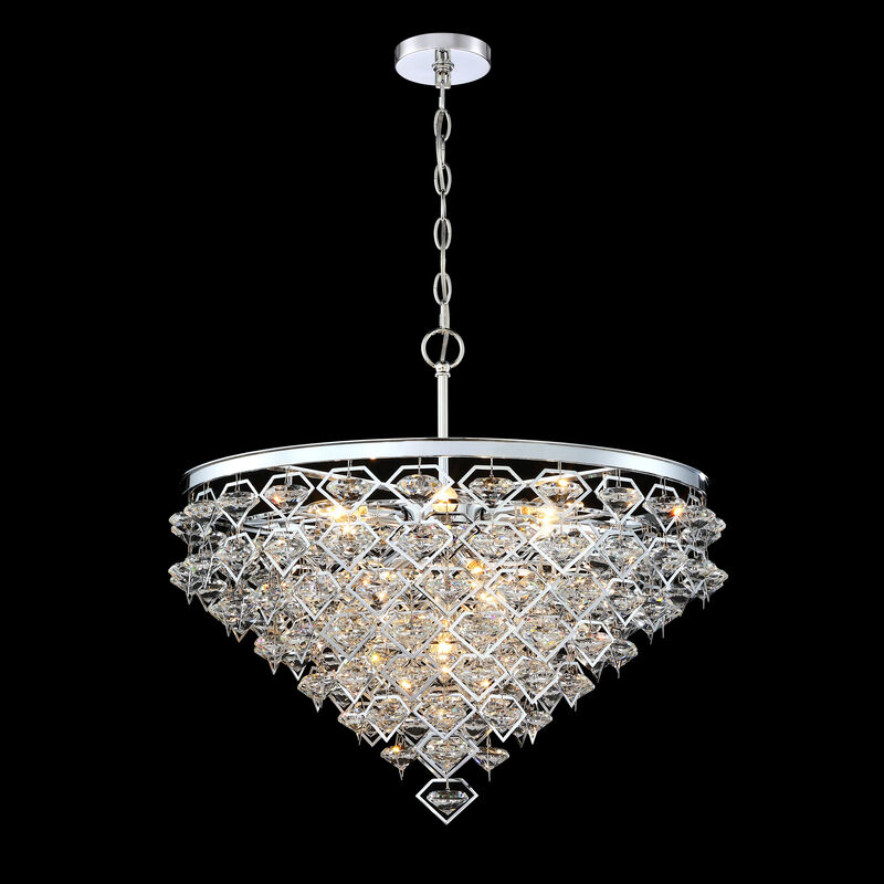 26"D 10-Light Modern Luxury Chrome Crystal Chandelier For Living Room, Dining Room image number 4