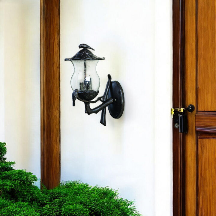 Hivvago Avian 3-Light Black Coral Wall Light With Seeded Glass