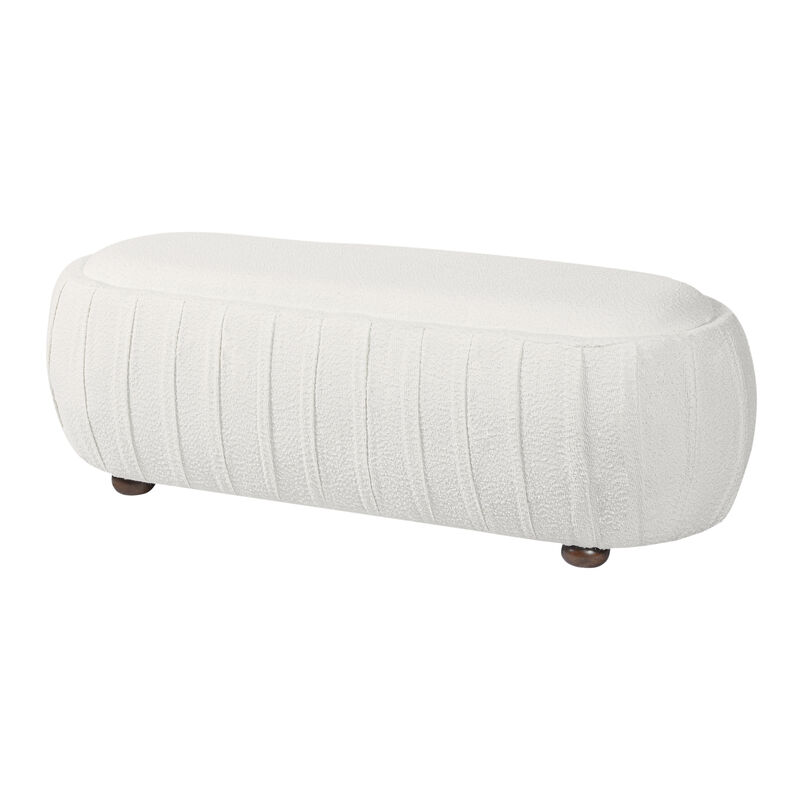 Christopher Knight Home Pacey Modern Wooden Boucle Upholstered Ottoman with Oval Shape image number 6
