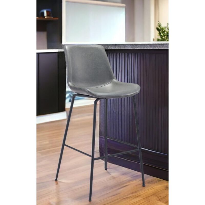 Hivvago 31  Inch Gray And Black Steel Low Back Bar Height Bar Chair