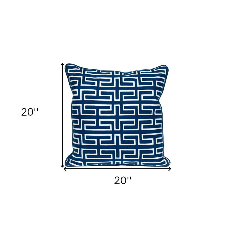 HomeRoots 20" Blue Geometric Cotton Throw Pillow image number 2
