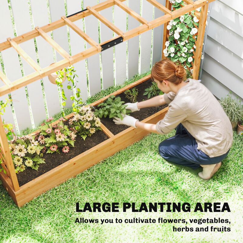Hivvago Wood Raised Planter for Climbing Plants, Herbs, and Flowers image number 3