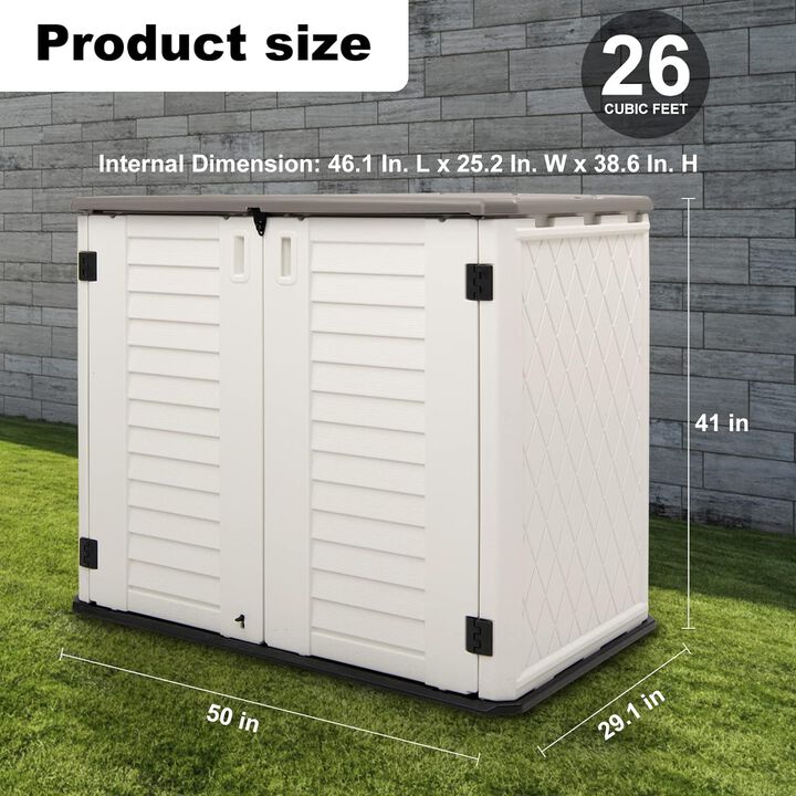 36 Cu. Ft. Horizontal Storage Shed Weather Resistance, Multi-Purpose - White