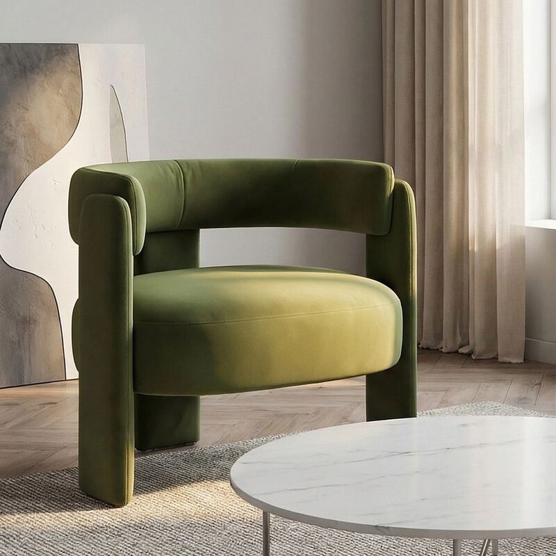 Envelor Modern Velvet Wingback Accent Armchair image number 2