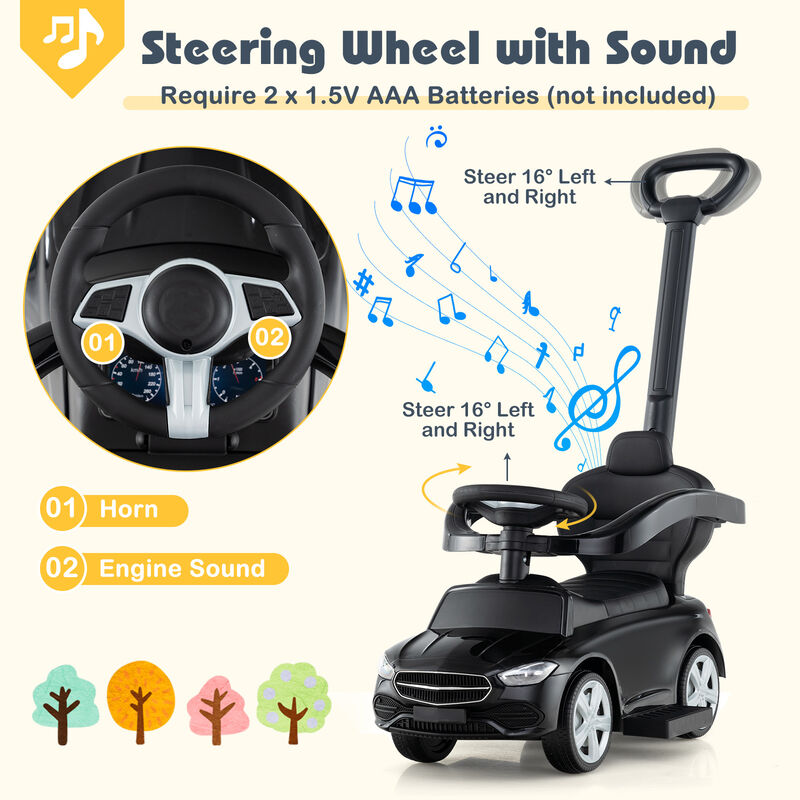 3 in 1 Toddler Ride On Push Car with Canopy Sliding Function and Stroller image number 6