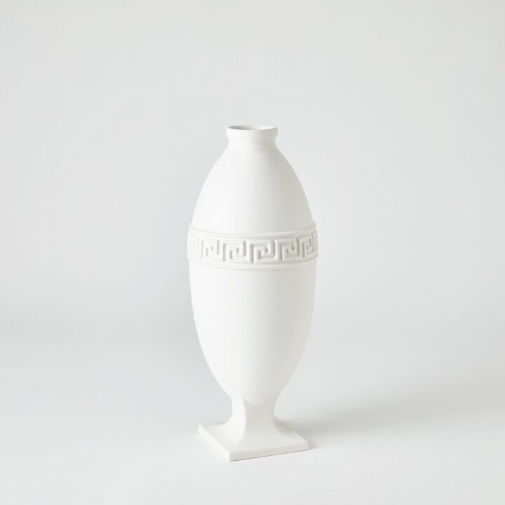 Greek Key Vase-White-Small