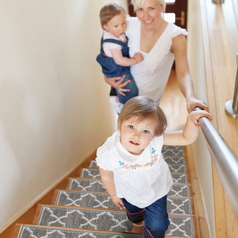 SUSSEXHOME Carpet Stair Treads Easy to Install with Double Adhesive Tape - Safe, 9" X 28" - Gray