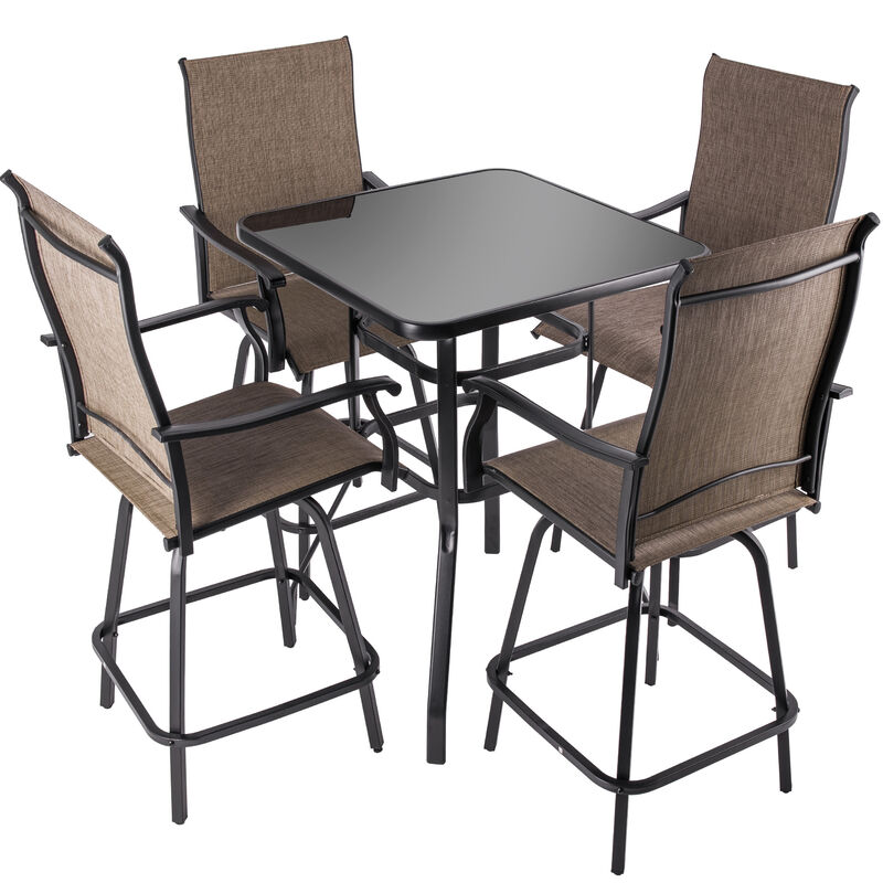 Sour Citrus 5-Piece Outdoor Bar Set with All Weather Textilene Bar Stools