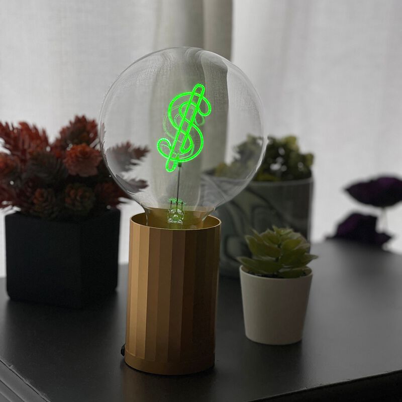 Bulb DOLLAR Green with Base Table Lamp PORTABLE Pop image number 1