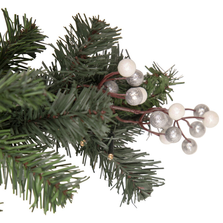 18" Decorated Green Pine Artificial Christmas Swag with Silver Bells