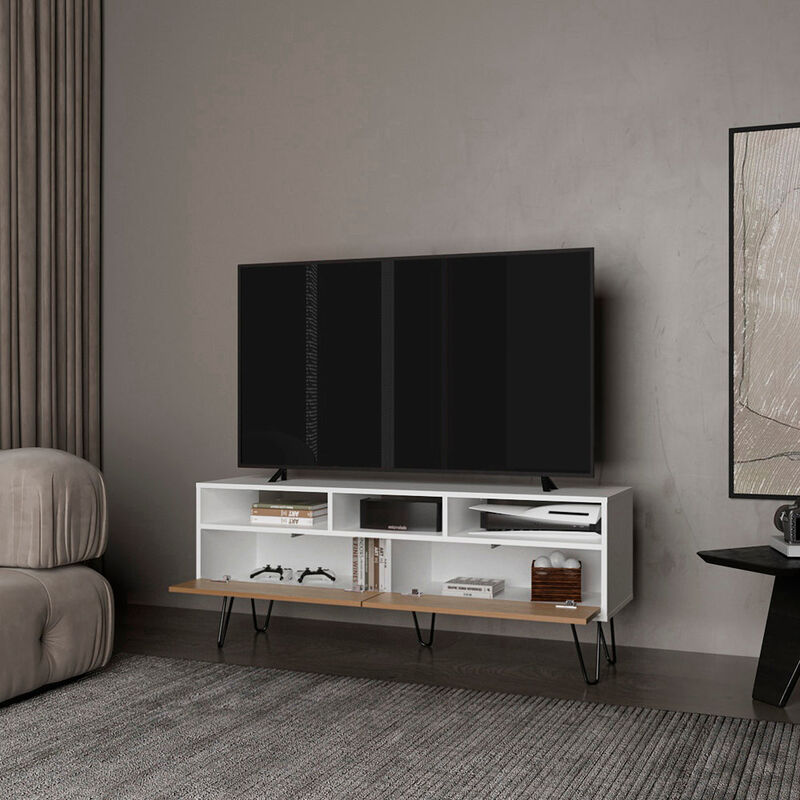 Glenns Ferry Tv Stand, Living Room,  White/Macadamia