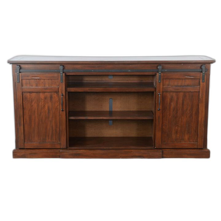 Reggie TV Media Entertainment Console, 2 Barn Doors, 78 Inch Brown